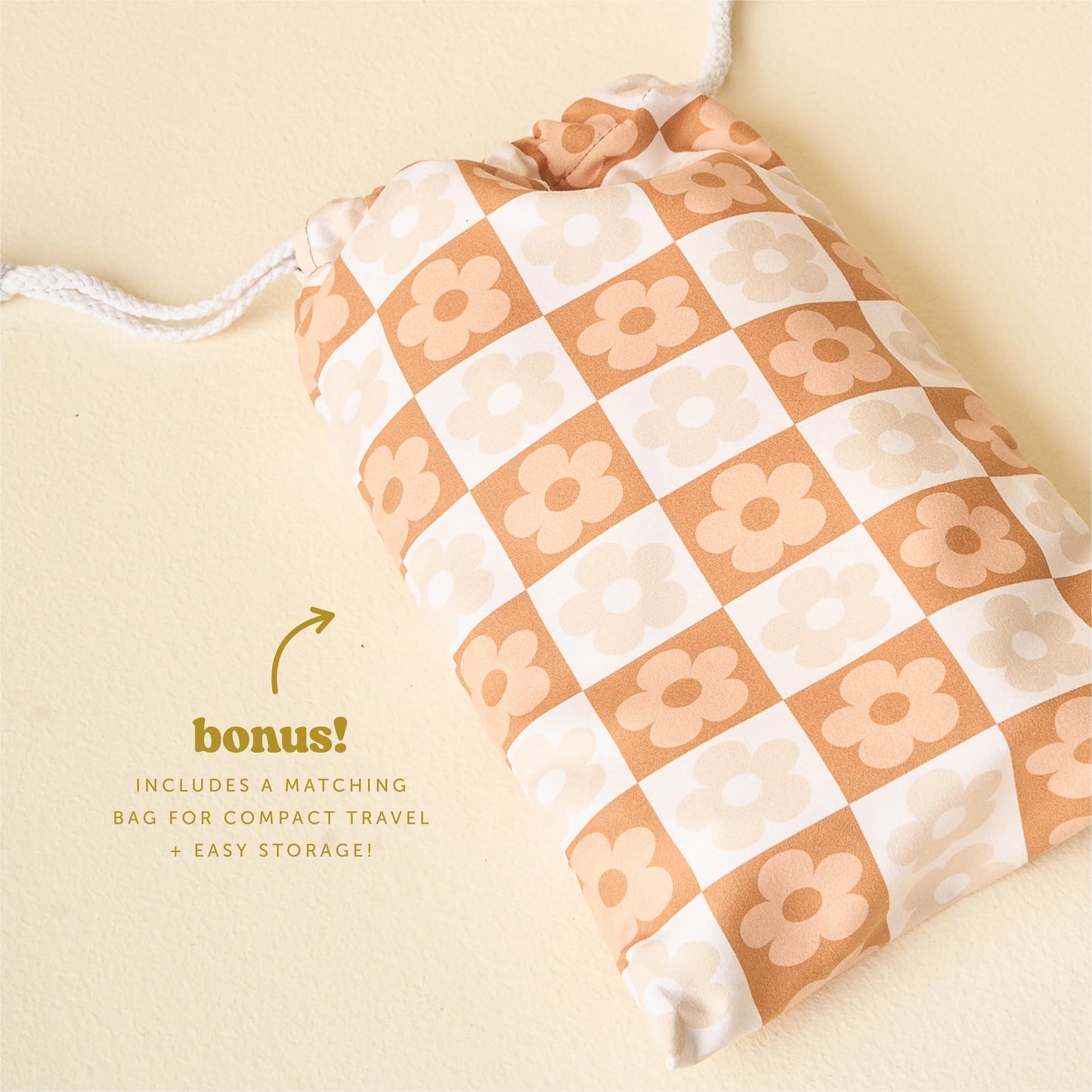 Quick-Dry Beach Towel | Flower Check Brown