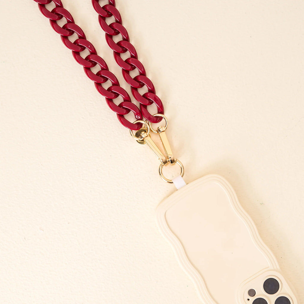 Hold the Phone Crossbody Chain | Burgundy