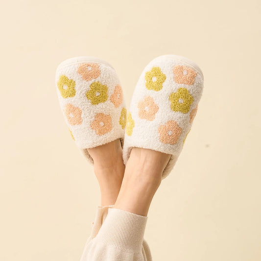Fuzzy Slippers | Peach Flower