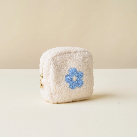 Square Teddy Pouch | Flower Blue