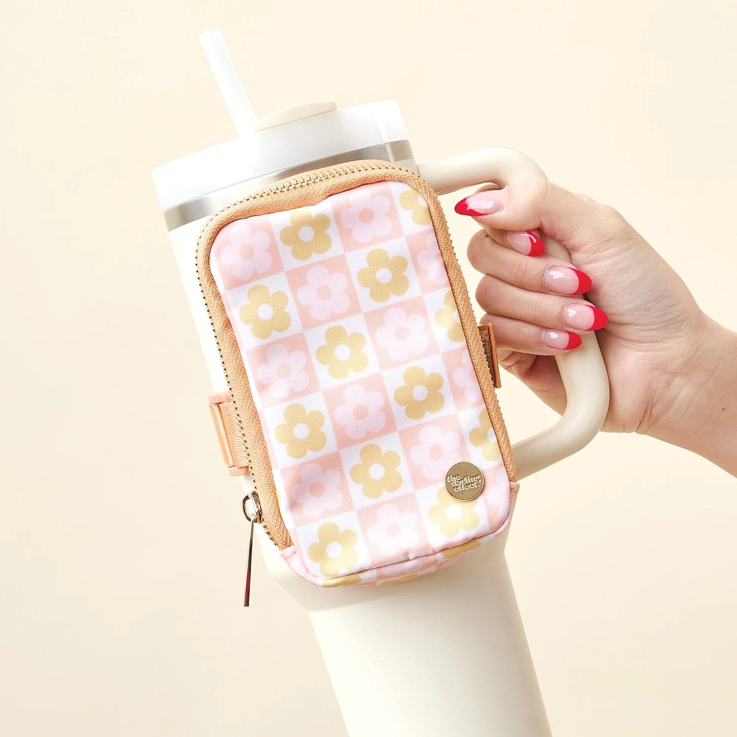 Flower Check Tumbler Fanny Pack | Peach