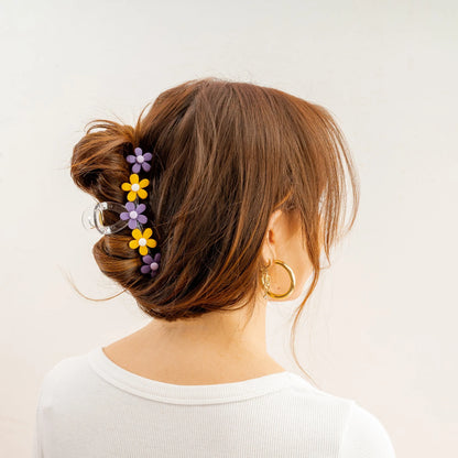 Game Day Daisy Claw Clip | Purple & Yellow