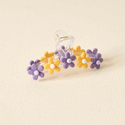 Game Day Daisy Claw Clip | Purple & Yellow