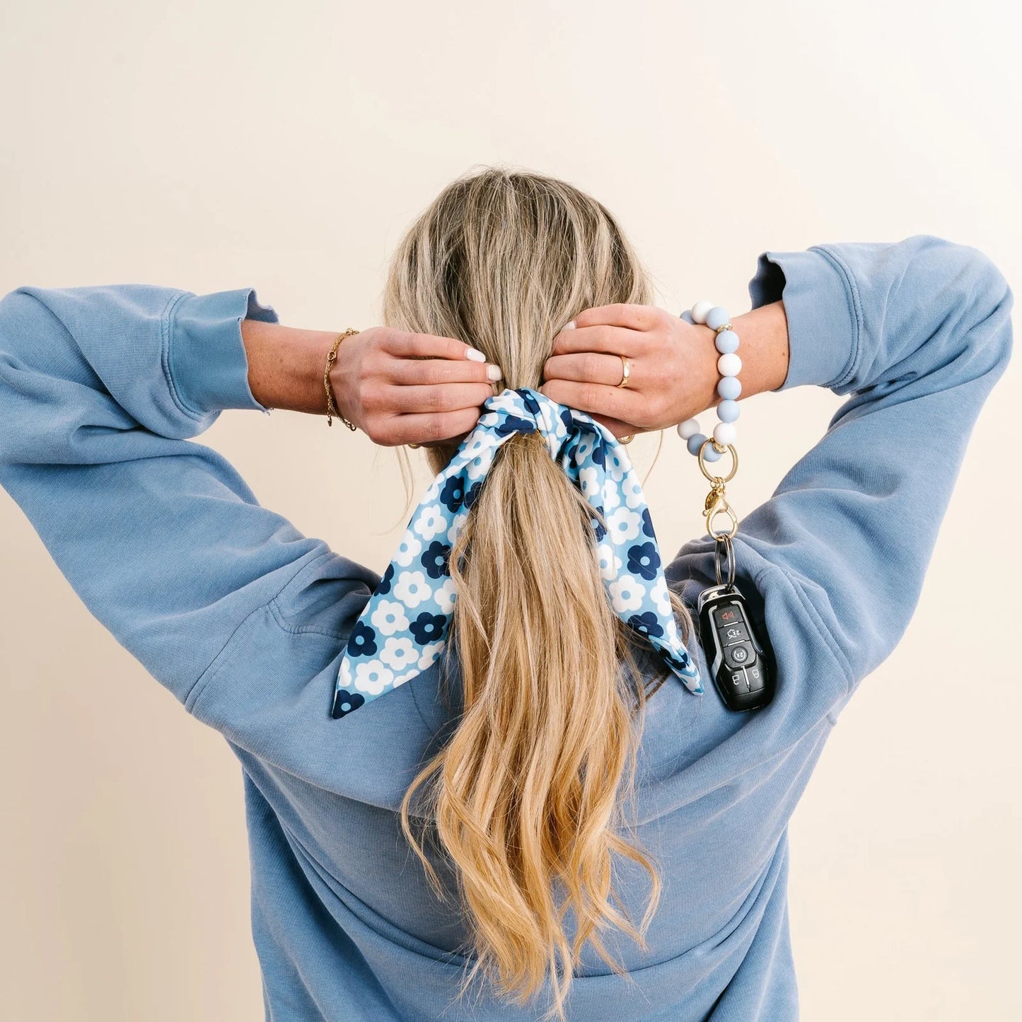 Game Day Hair Scarf Scrunchie | Light Blue