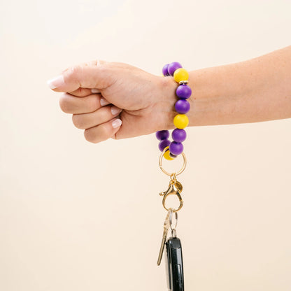 Game Day Hands-Free Keychain Wristlet | Purple & Yellow