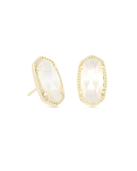 Ellie Gold Earrings In Ivory Mother-Of-Pearl