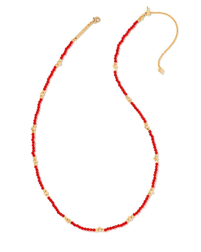 Britt Choker Necklace | Gold & Red Glass