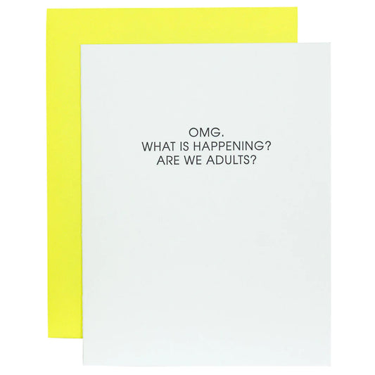 OMG Are We Adults Letterpress Card