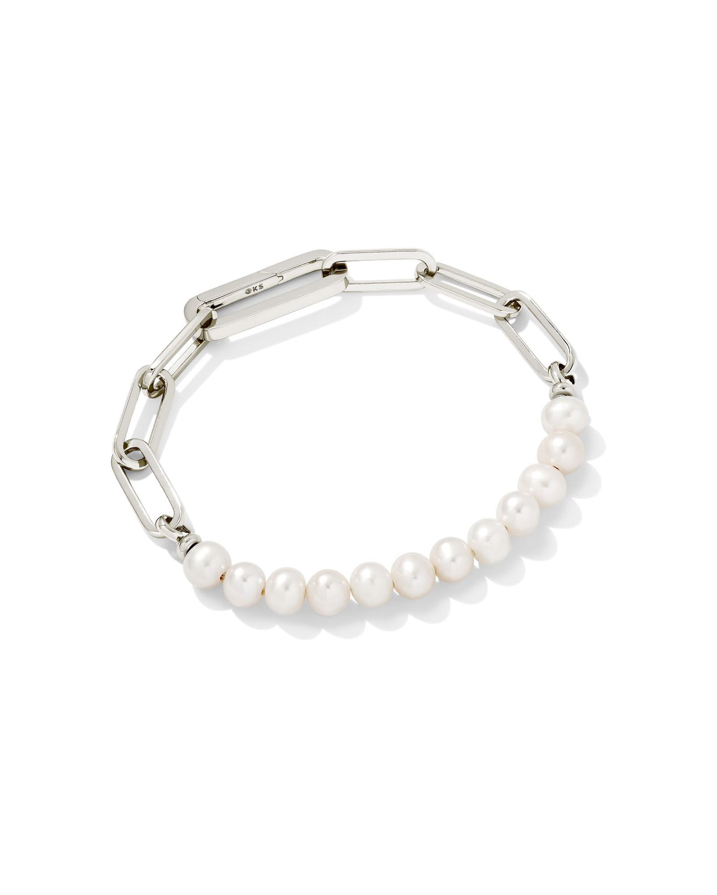 Ashton Half Chain Bracelet | Silver White Pearl