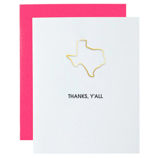 Thanks, Y'all Paper Clip Letterpress Card