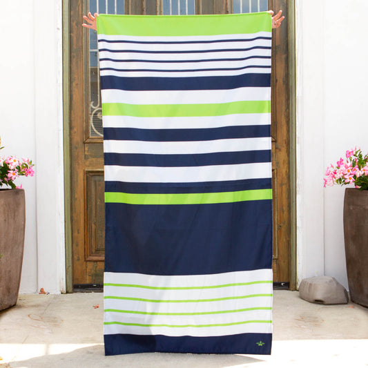 Landry Beach Towel | Navy/Lime