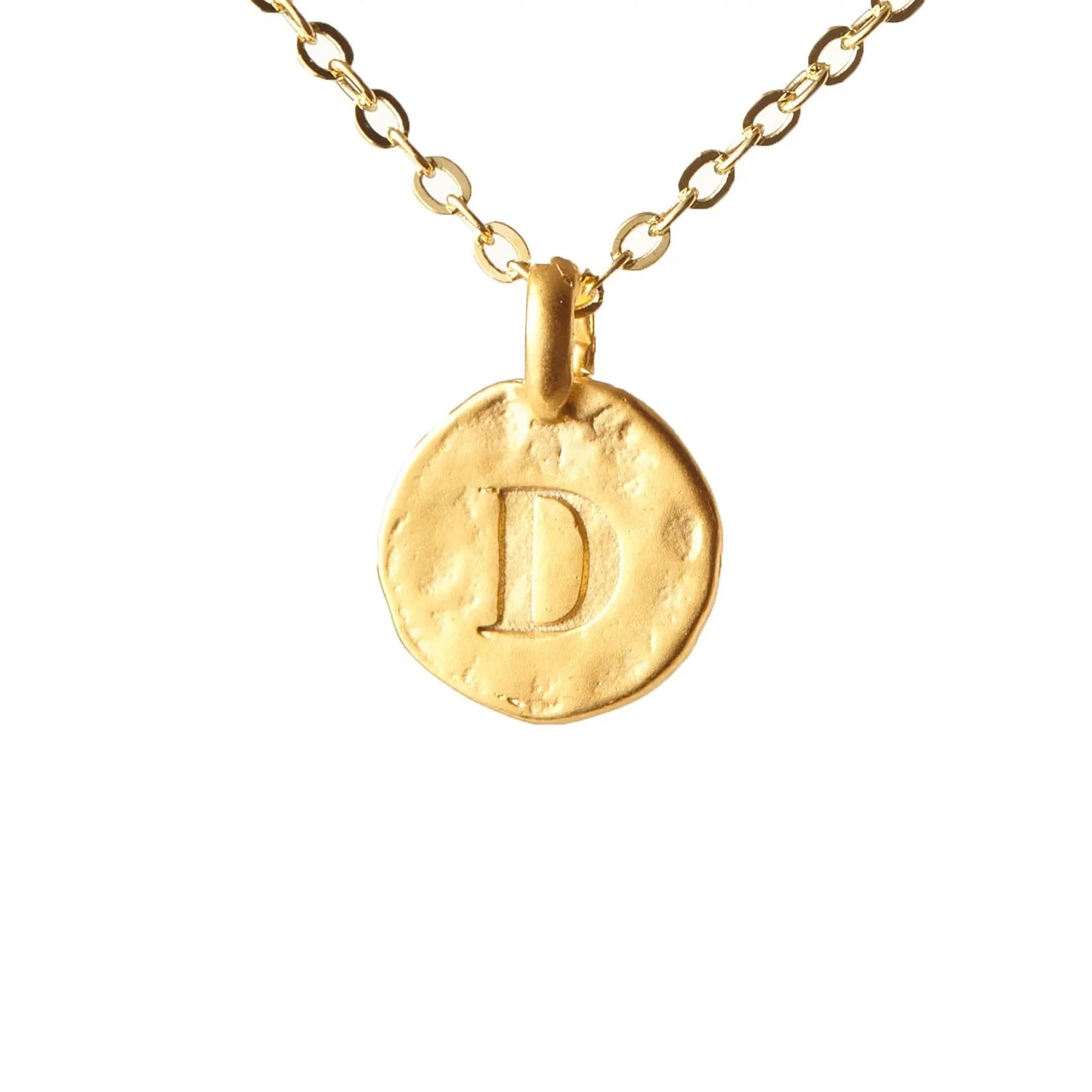 Hammered Initial Necklace | Gold