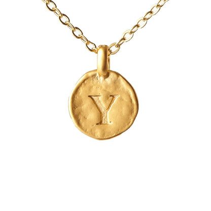 Hammered Initial Necklace | Gold
