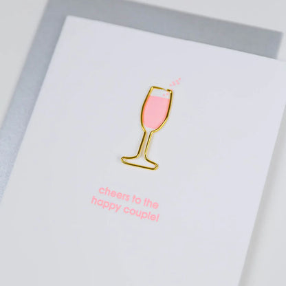 Cheers To The Happy Couple Paper Clip Letterpress Card