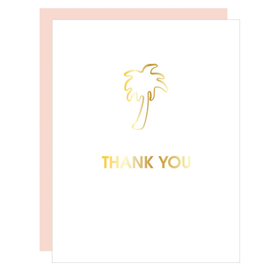 Thank You Palm Tree Paper Clip Letterpress Card