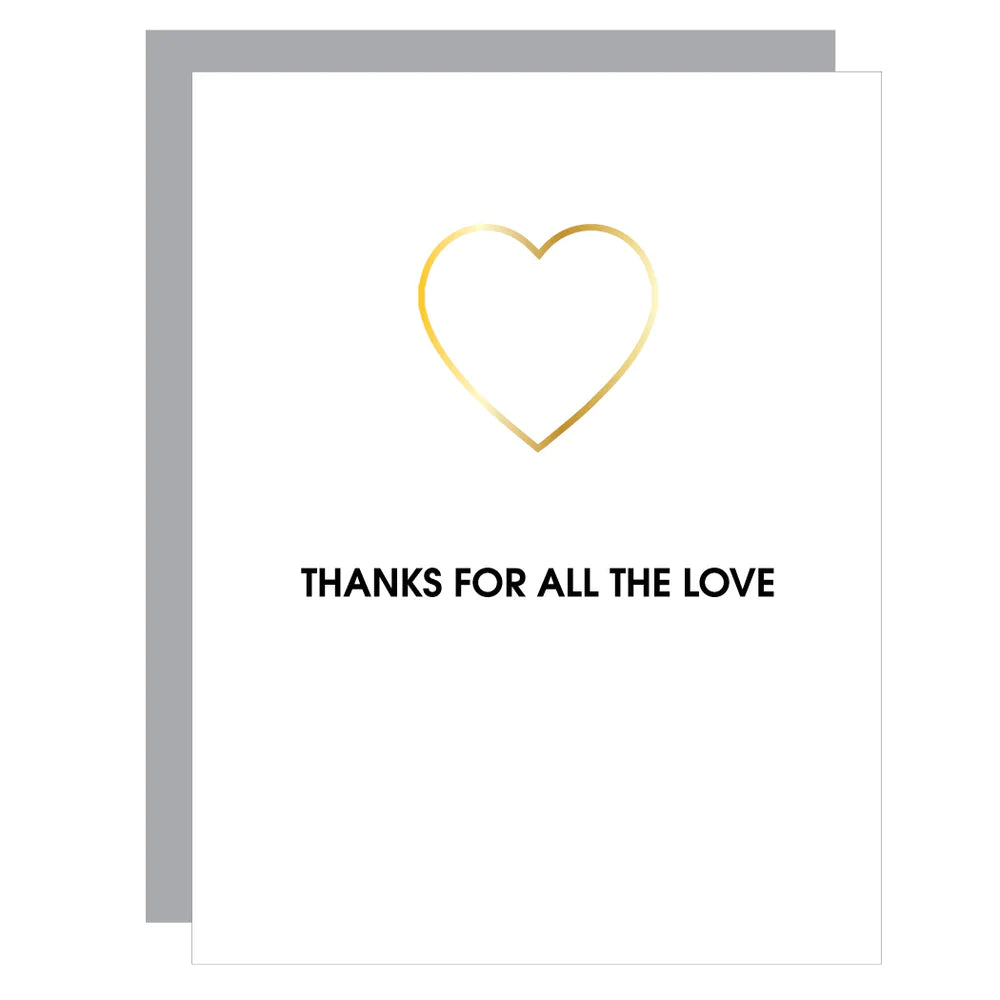Thanks For All The Love Paper Clip Letterpress Card