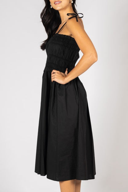 Poplin Midi Dress | Black