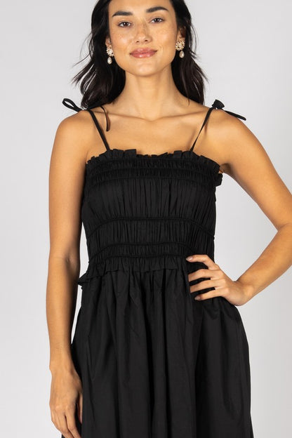 Poplin Midi Dress | Black