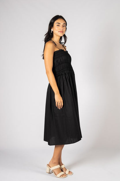 Poplin Midi Dress | Black