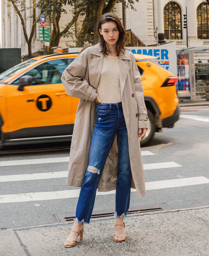Mid-Rise Ankle Flare Jeans | Blue Shower