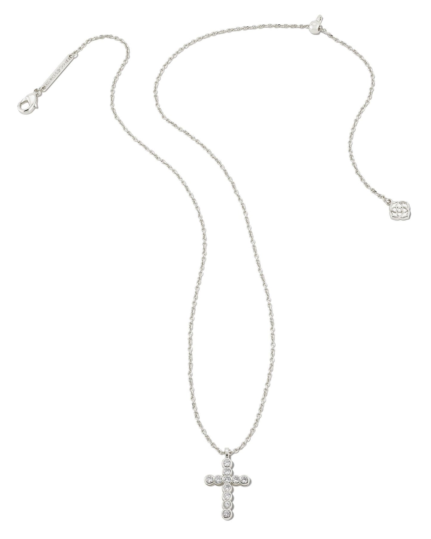 Cross Crystal Necklace | Silver