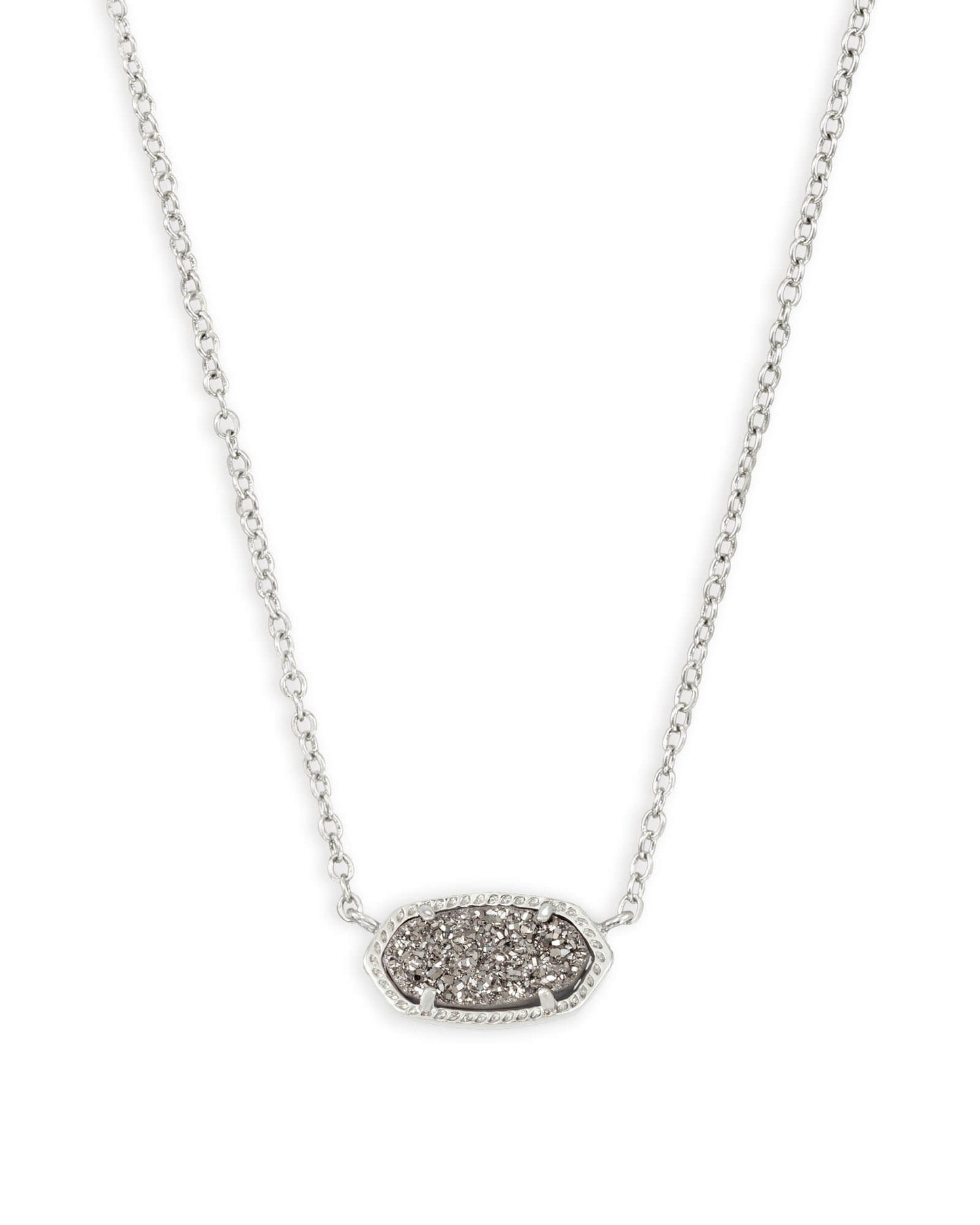 Elisa Pendant Necklace In Silver Platinum Drusy