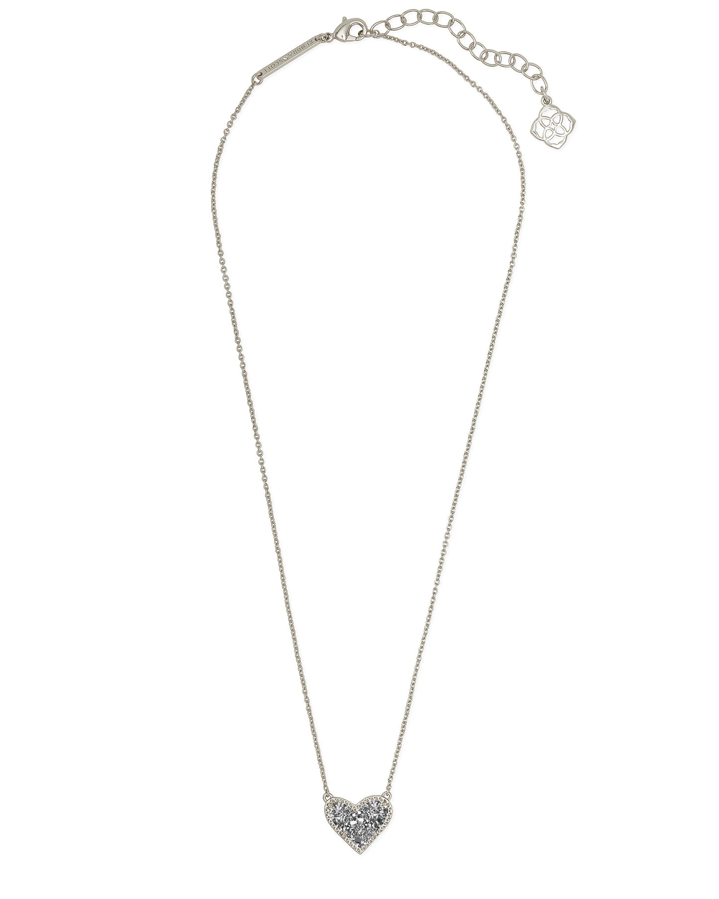 Ari Heart Silver Pendant Necklace In Platinum Drusy