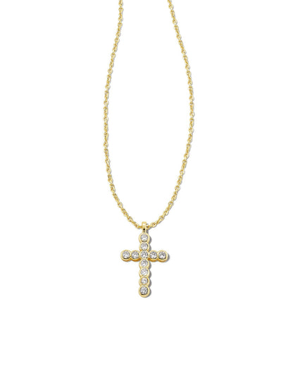 Cross Crystal Necklace | Gold
