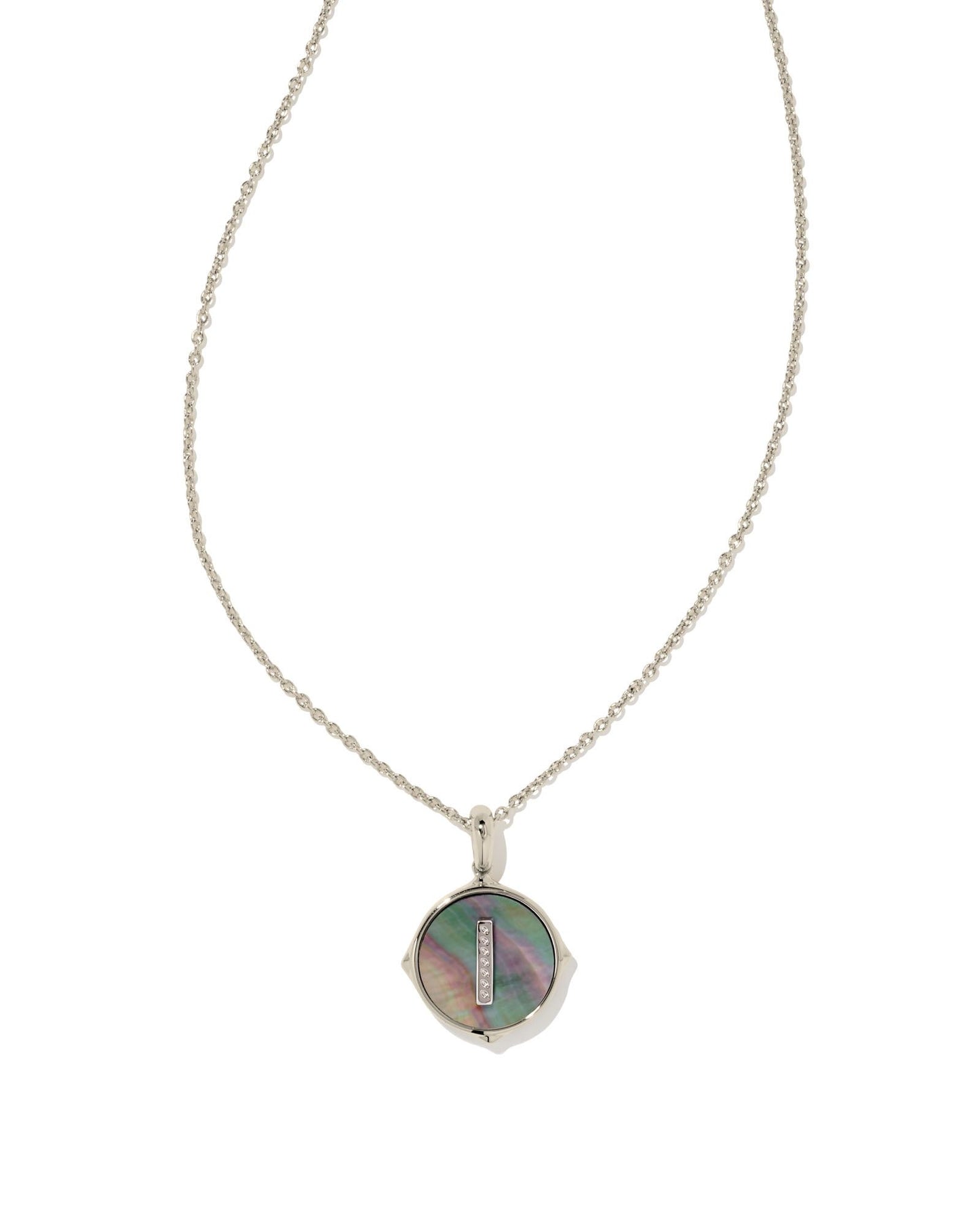 Letter Disc Necklace | Silver & Black Mother-of-Pearl