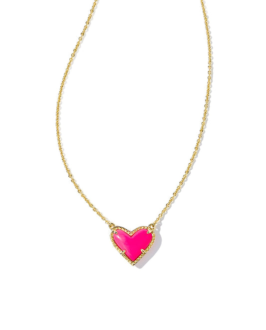 Ari Heart Necklace | Neon Pink & Gold