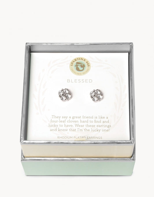 Sea La Vie Stud Earrings | Blessed Crystal Clover Silver