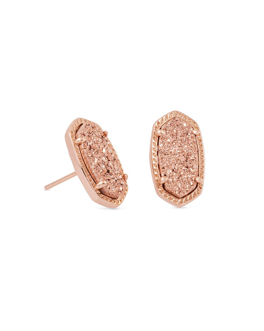 Ellie Rose Gold Earrings In Rose Gold Drusy