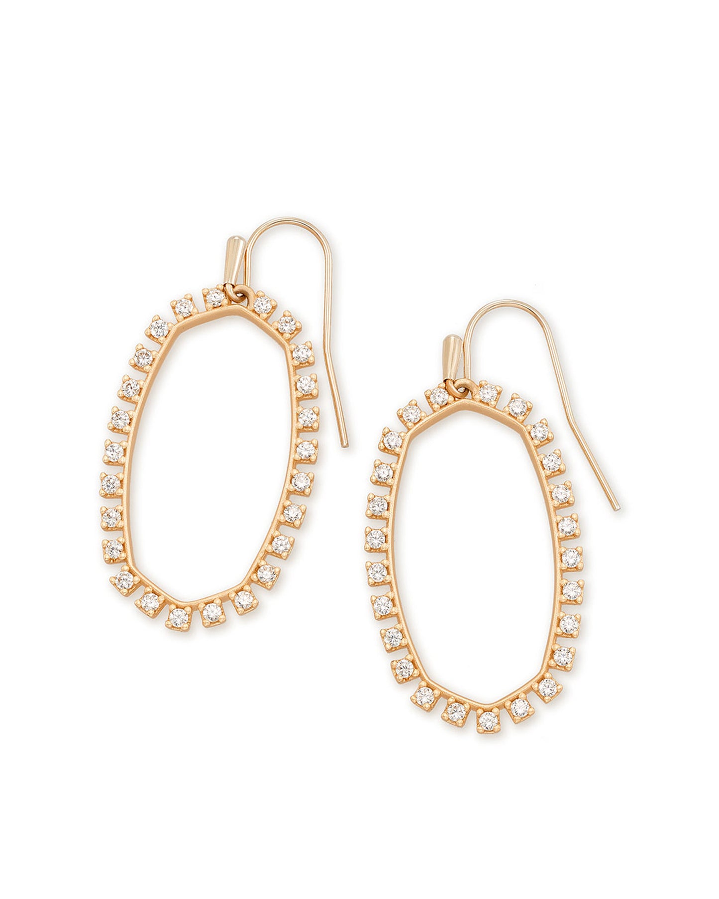 Elle Open Frame Crystal Earrings In Rose Gold