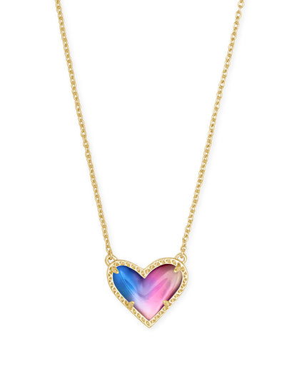 Ari Heart Necklace | Gold & Watercolor Illusion
