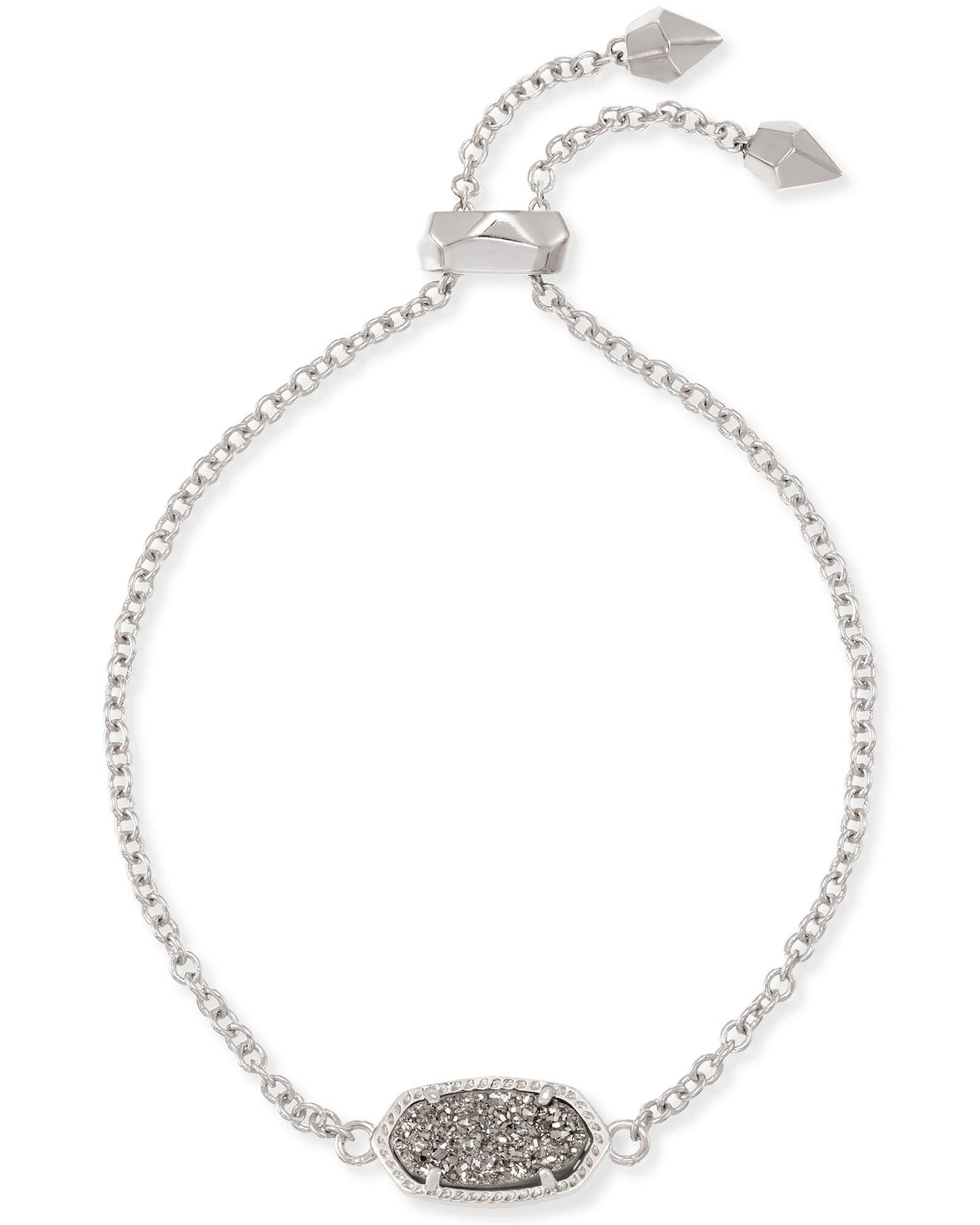 Elaina Silver Adjustable Chain Bracelet In Platinum Drusy