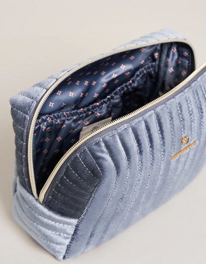 Velvet Quilted Cosmetic Bag Slate