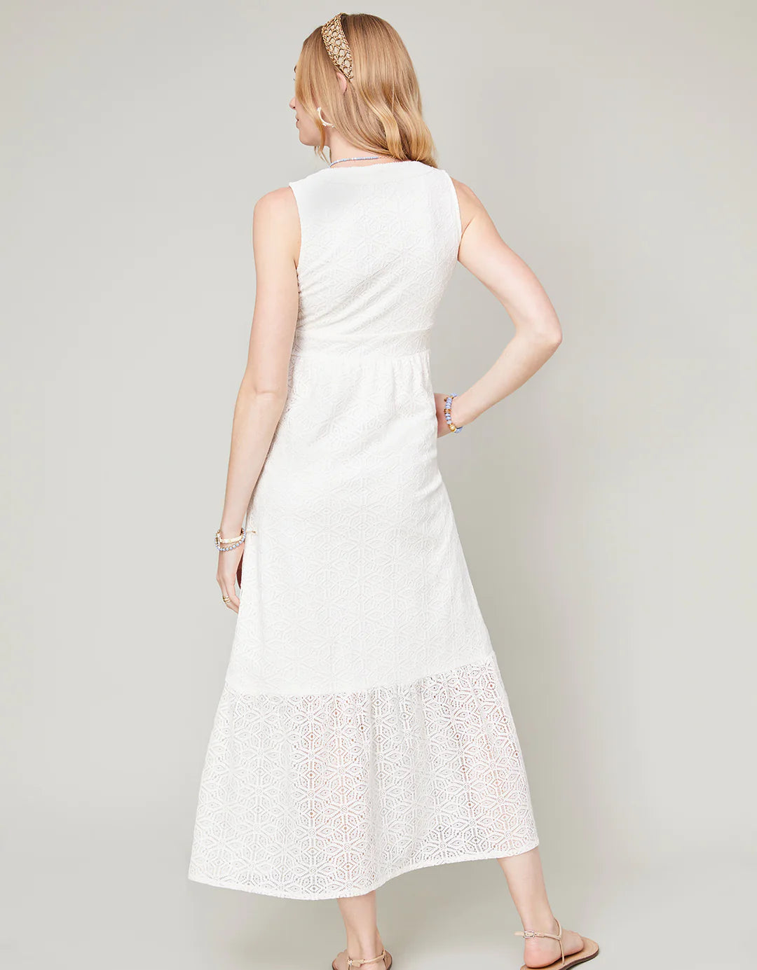 Louisa Lace Dress Pearl White