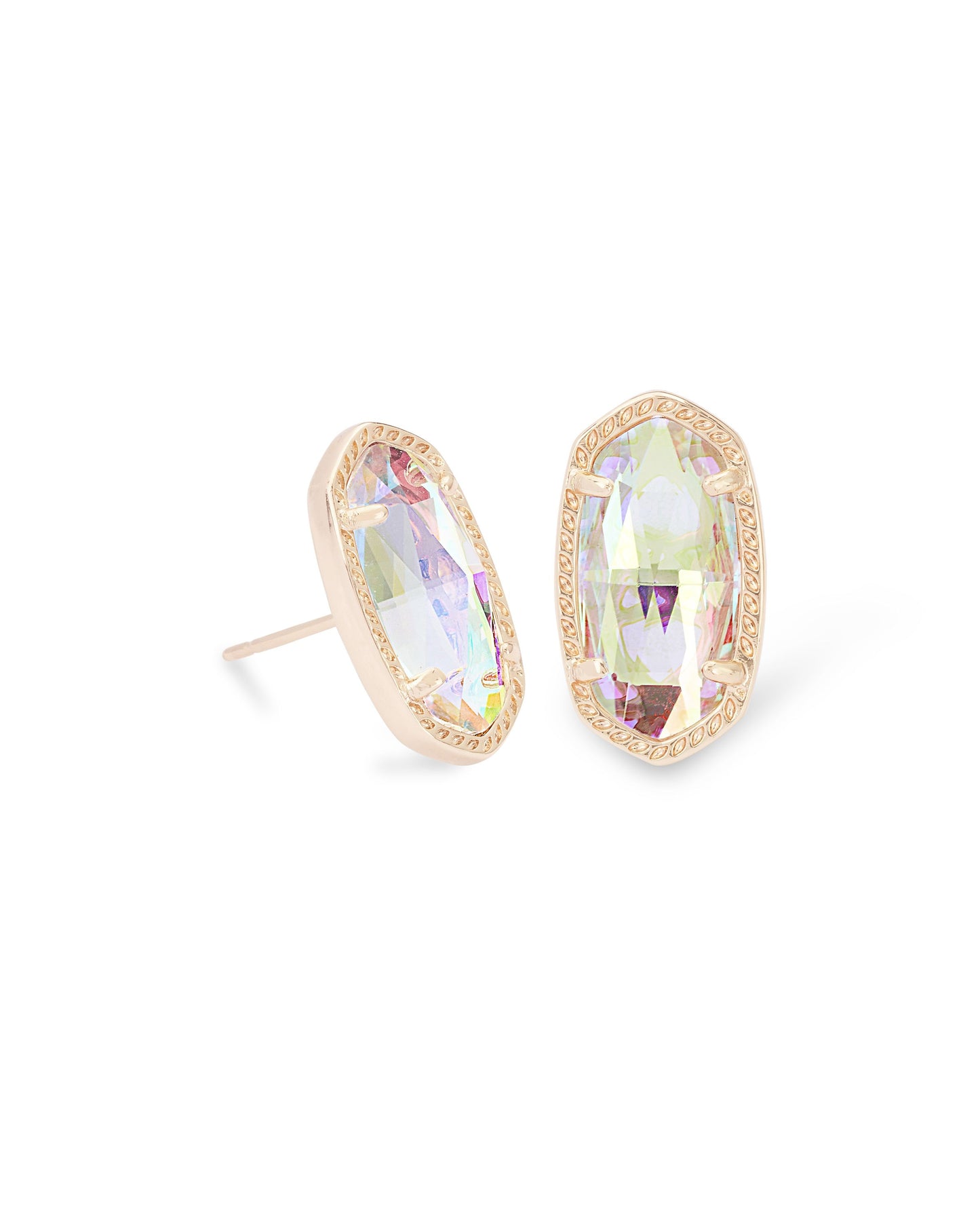 Ellie Rose Gold Stud Earrings In Dichroic Glass