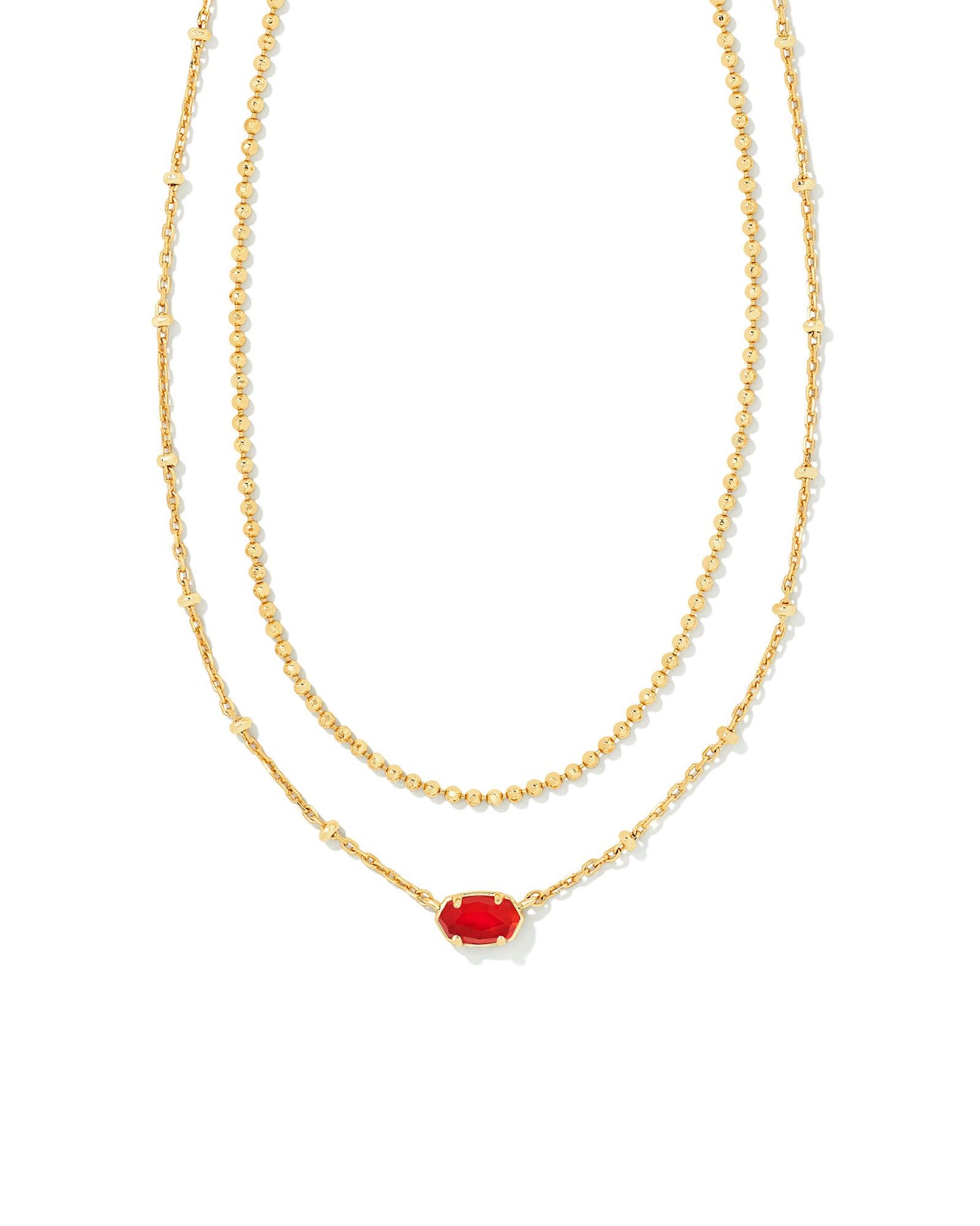 Emilie Multi Strand Necklace | Gold & Red Illusion