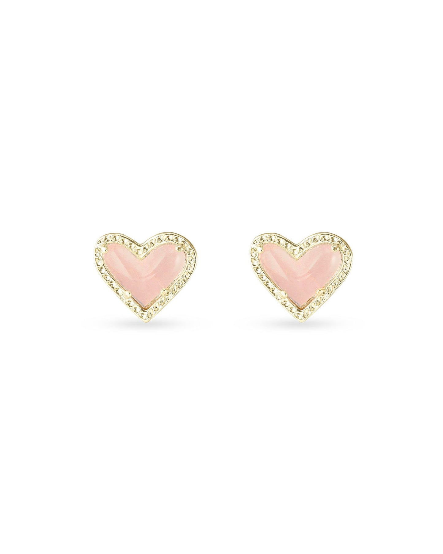 Ari Heart Gold Earrings In Rose Quartz
