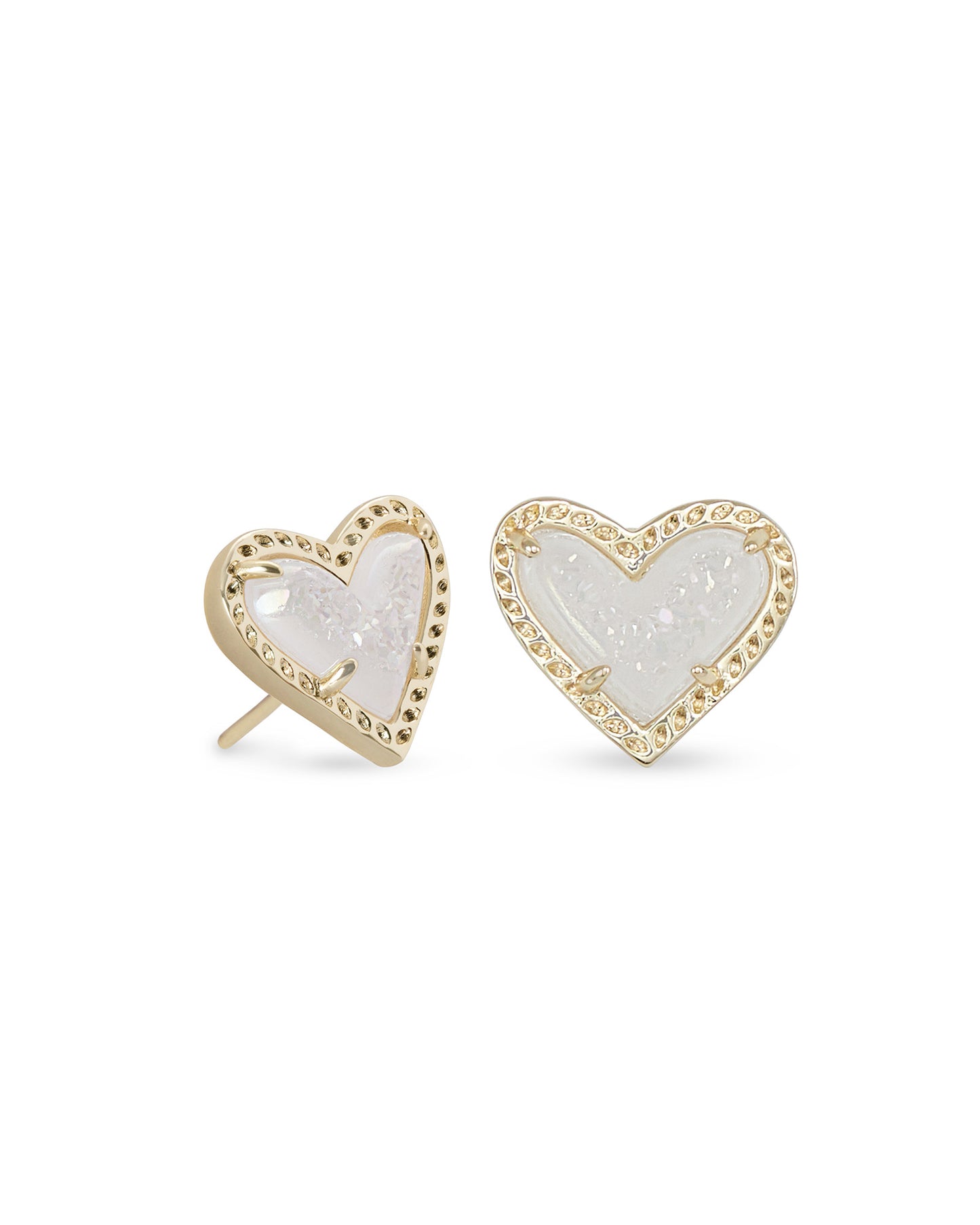 Ari Heart Gold Earrings In Iridescent Drusy
