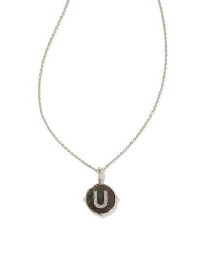 Letter Disc Necklace | Silver & Black Mother-of-Pearl