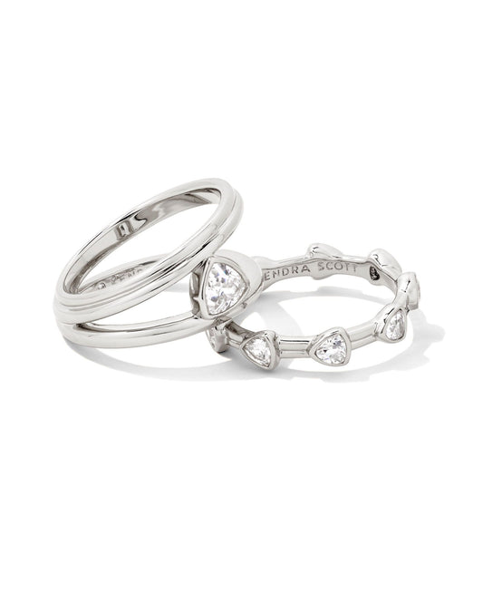 Arden Triple Ring Set Silver & White Crystal