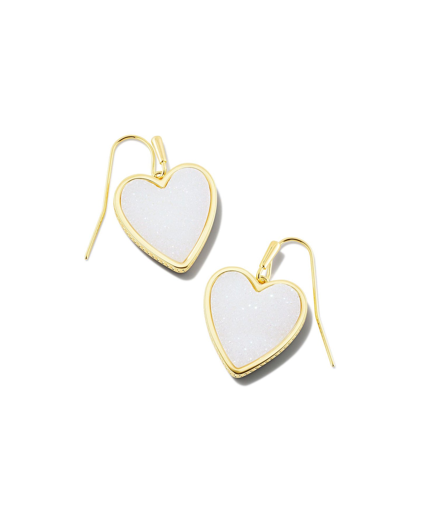Heart Drop Earrings | Iridescent Drusy & Gold