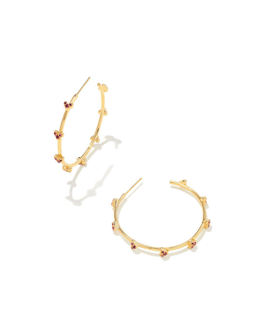 Haven Heart Hoop Earrings | Gold & Pink Crystals