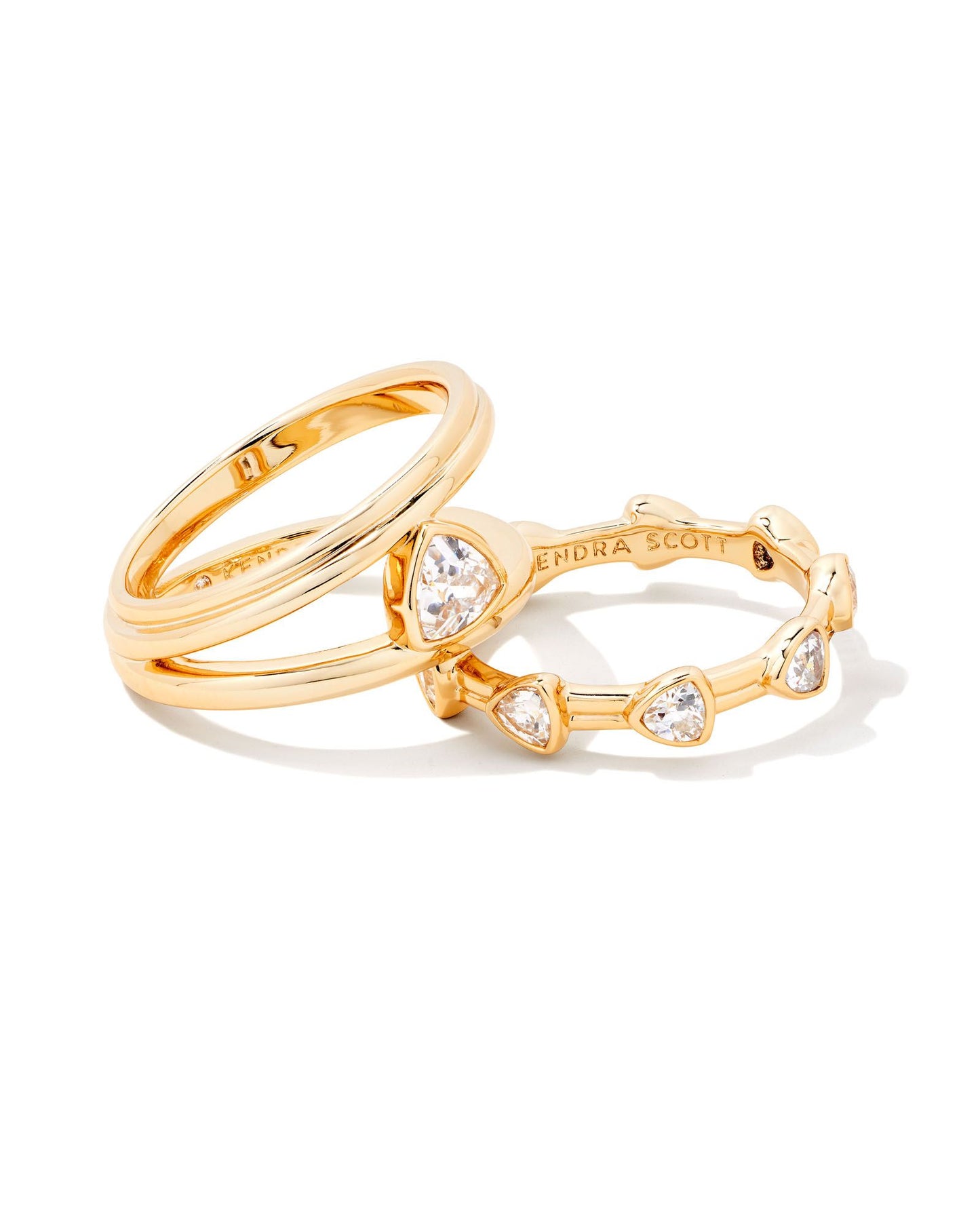 Arden Triple Ring Set Gold & White Crystal