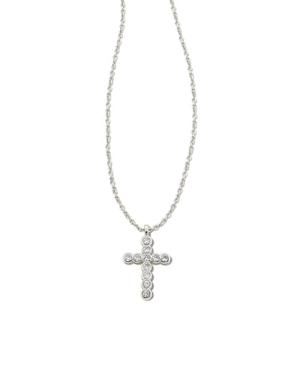 Cross Crystal Necklace | Silver