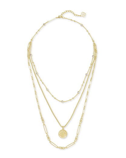 Medallion Coin Multi Strand Necklace In Gold