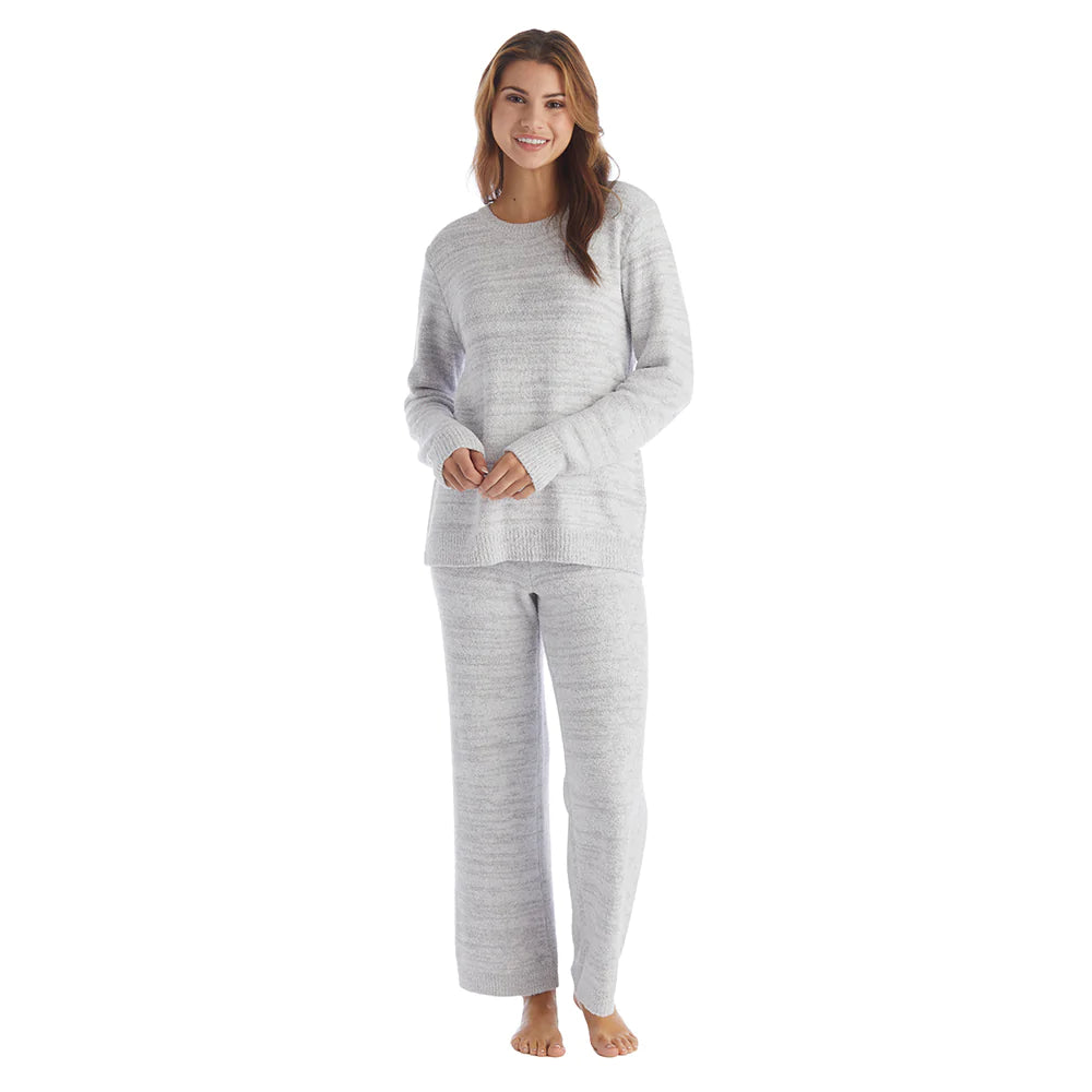 Heathered Marshmallow Wide Crew Neck Lounge Set | Heather Grey