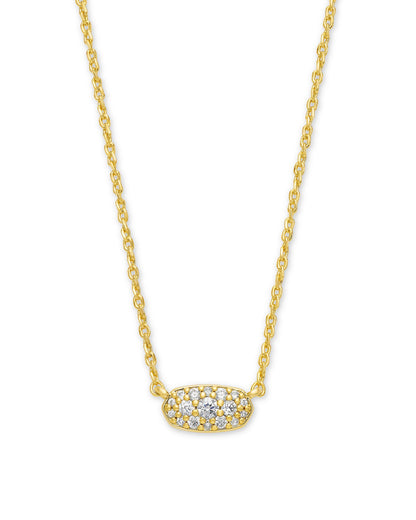 Grayson Gold Pendant Necklace In White Crystal